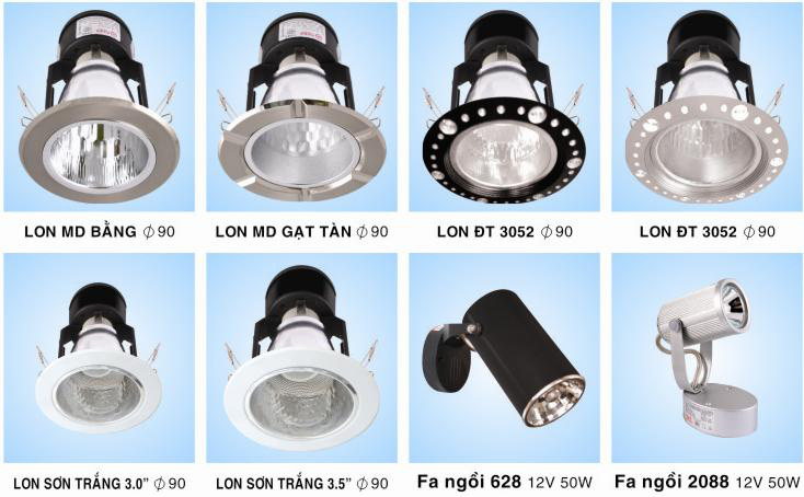 Các kích thước đèn Downlight âm trần được sử dụng phổ biến nhất